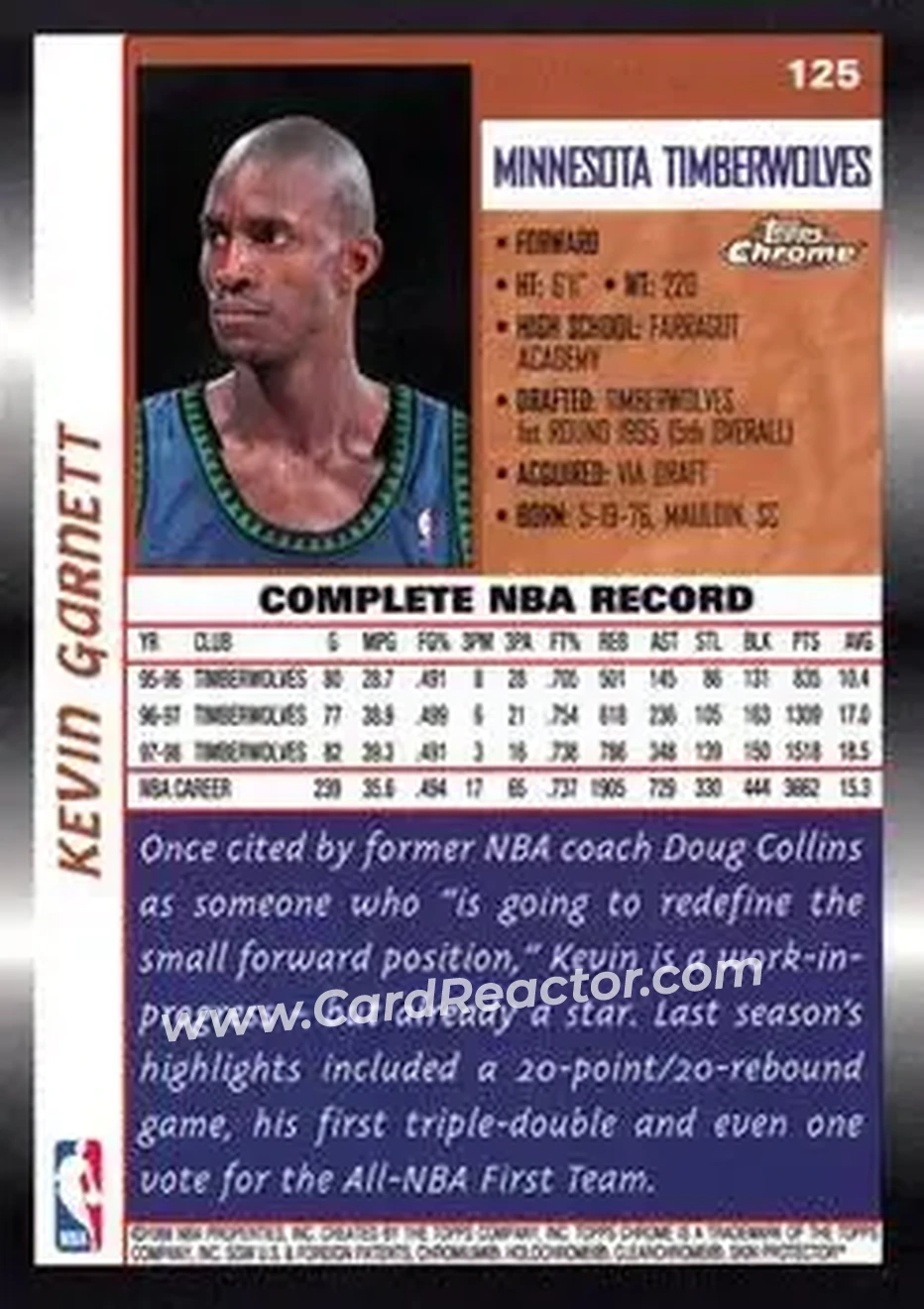 Back of Kevin Garnett