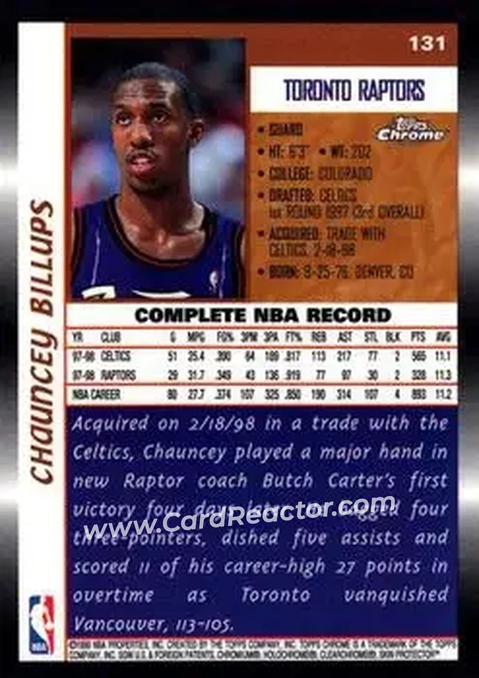 Back of Chauncey Billups