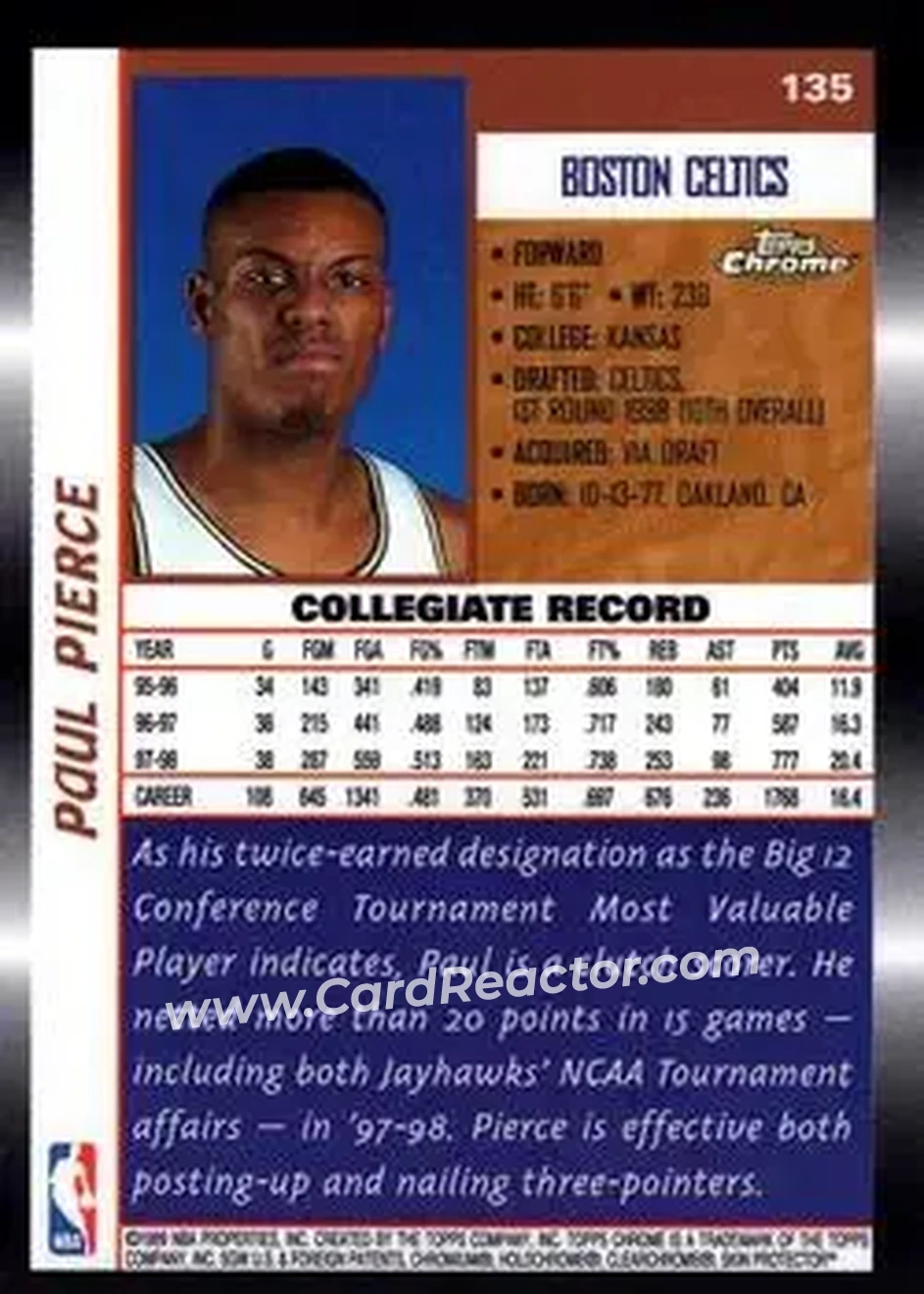 Back of Paul Pierce