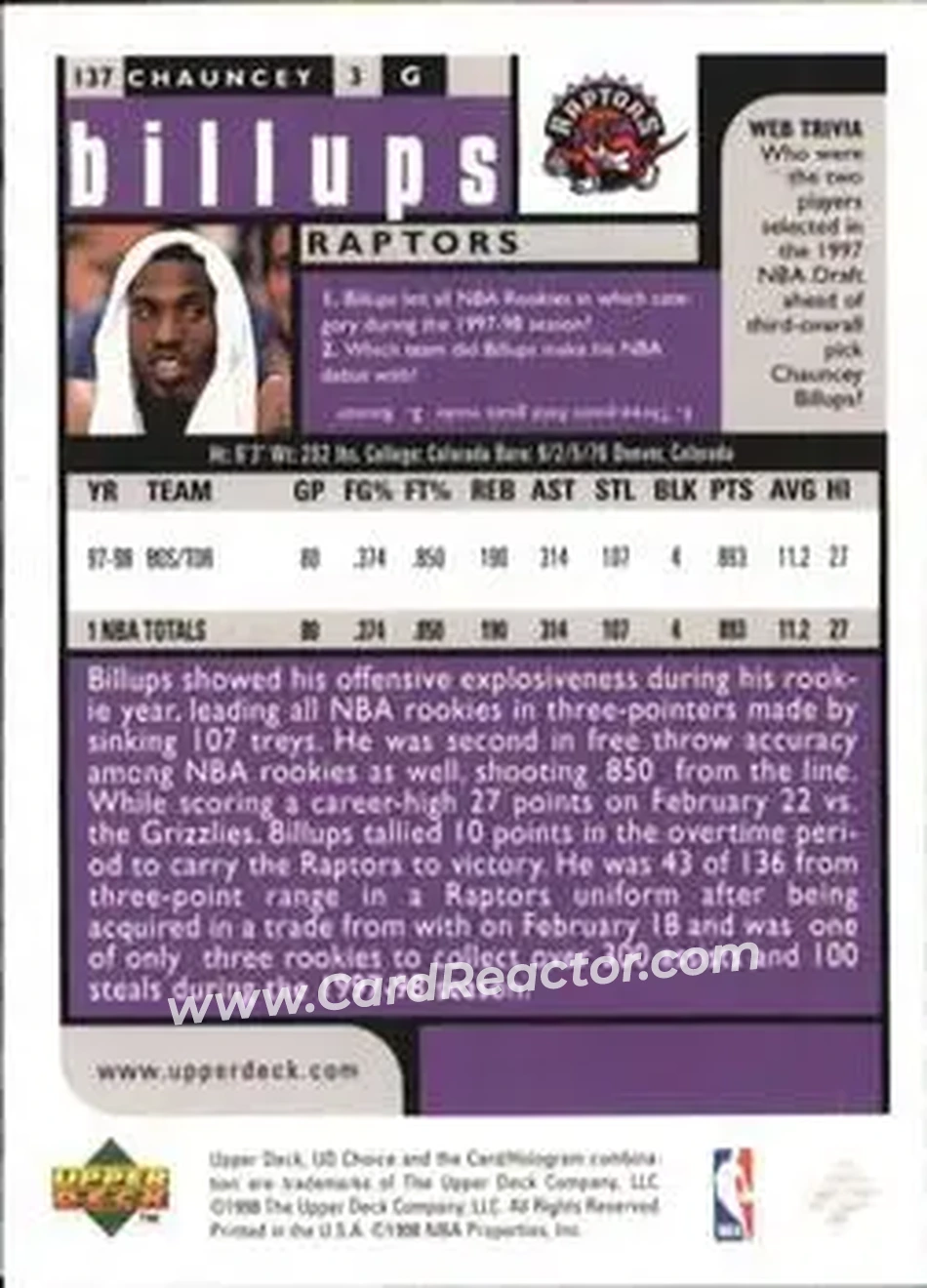 Back of Chauncey Billups