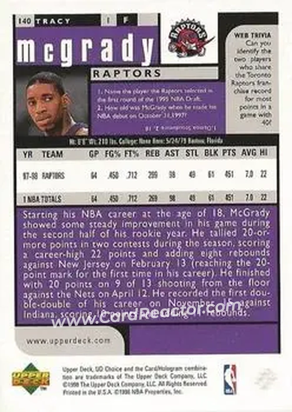 Back of Tracy McGrady