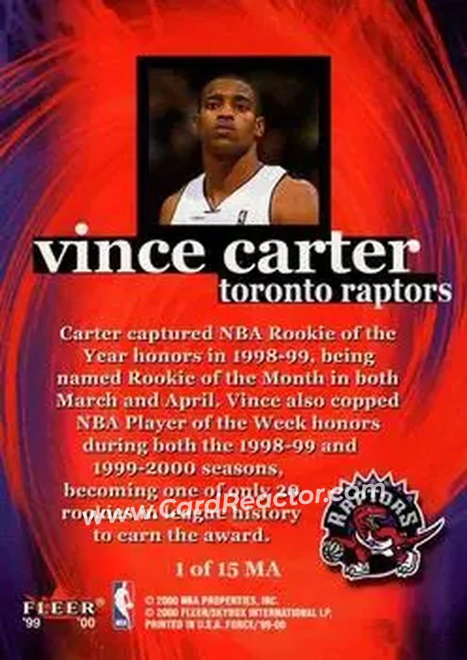Back of Vince Carter