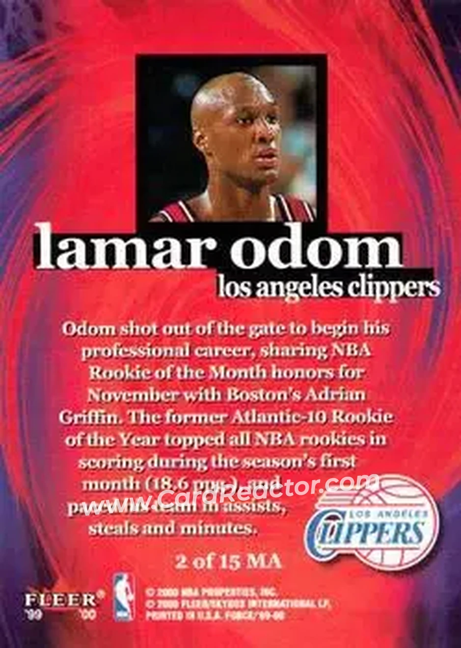 Back of Lamar Odom
