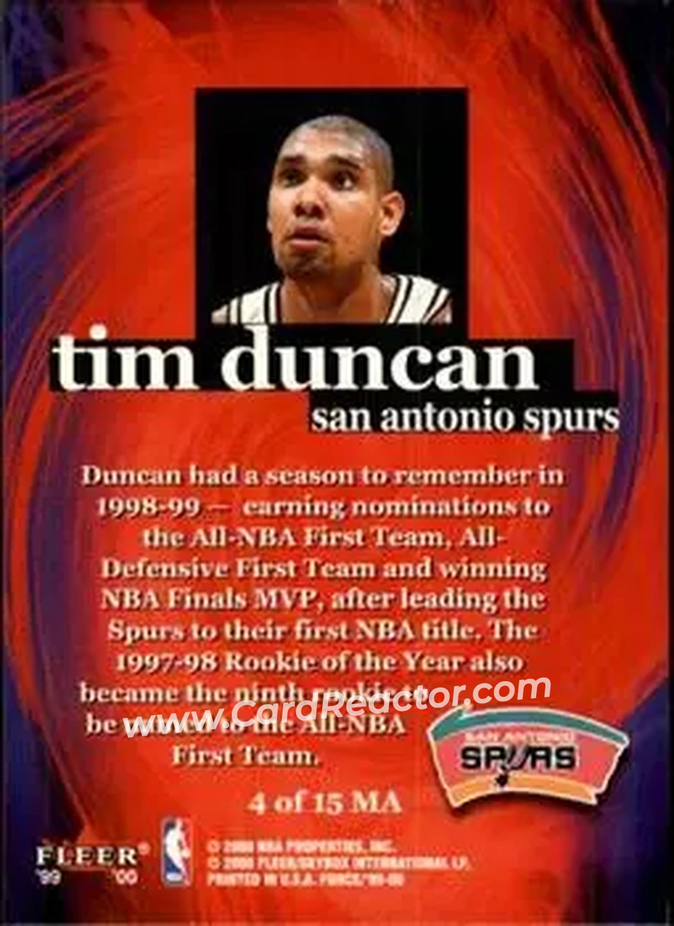 Back of Tim Duncan