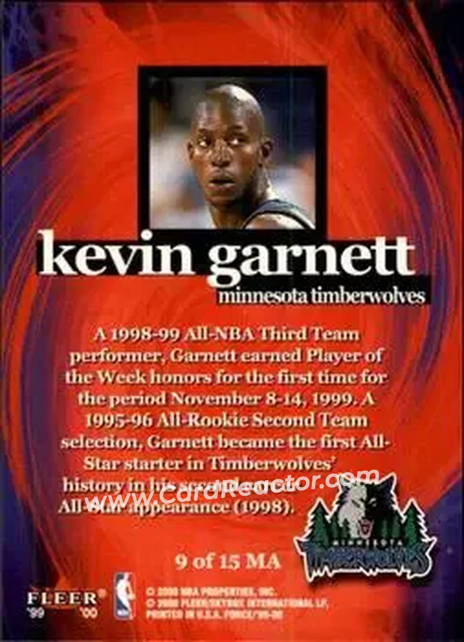 Back of Kevin Garnett