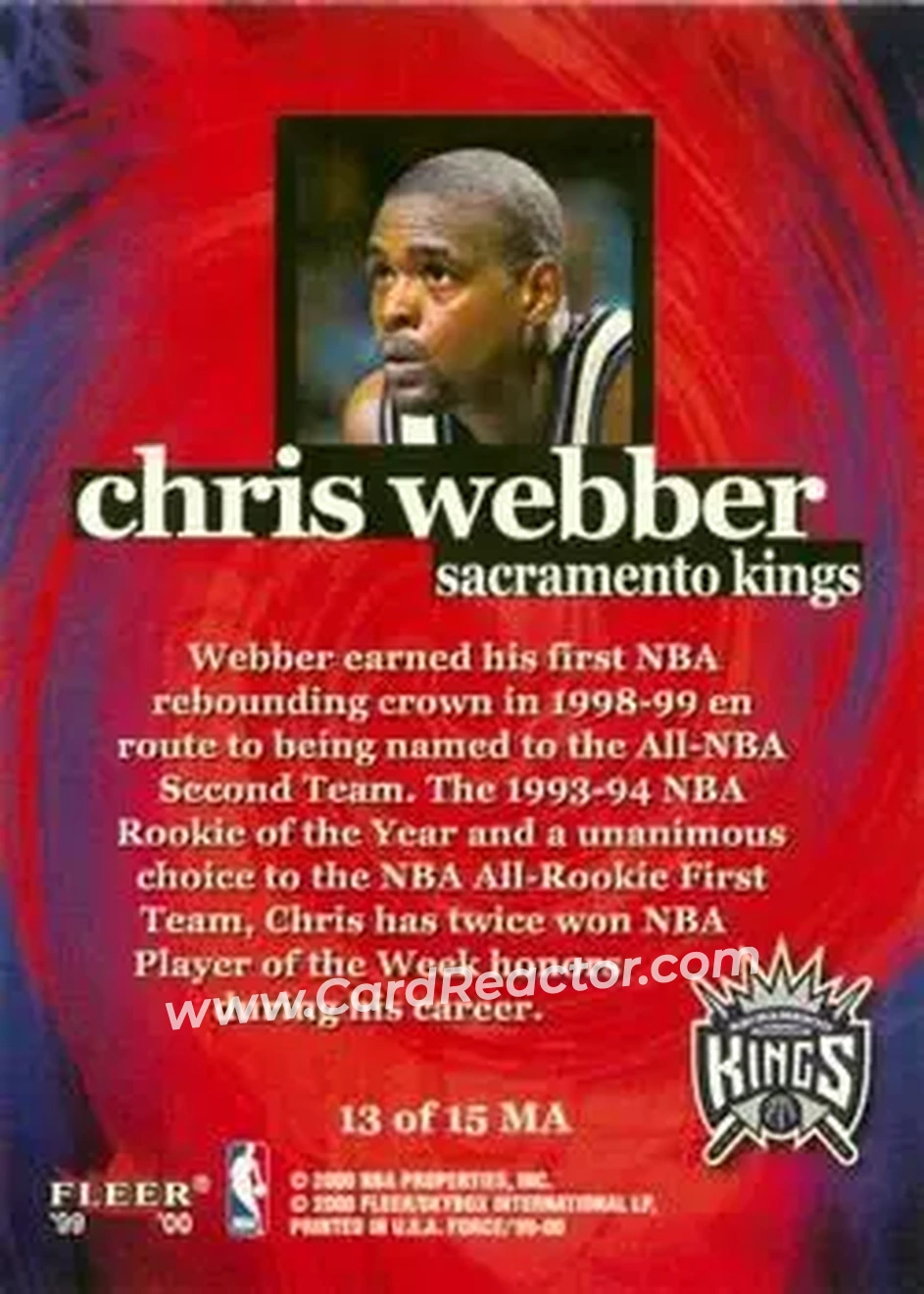 Back of Chris Webber