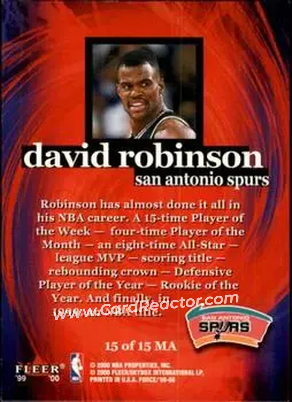 Back of David Robinson