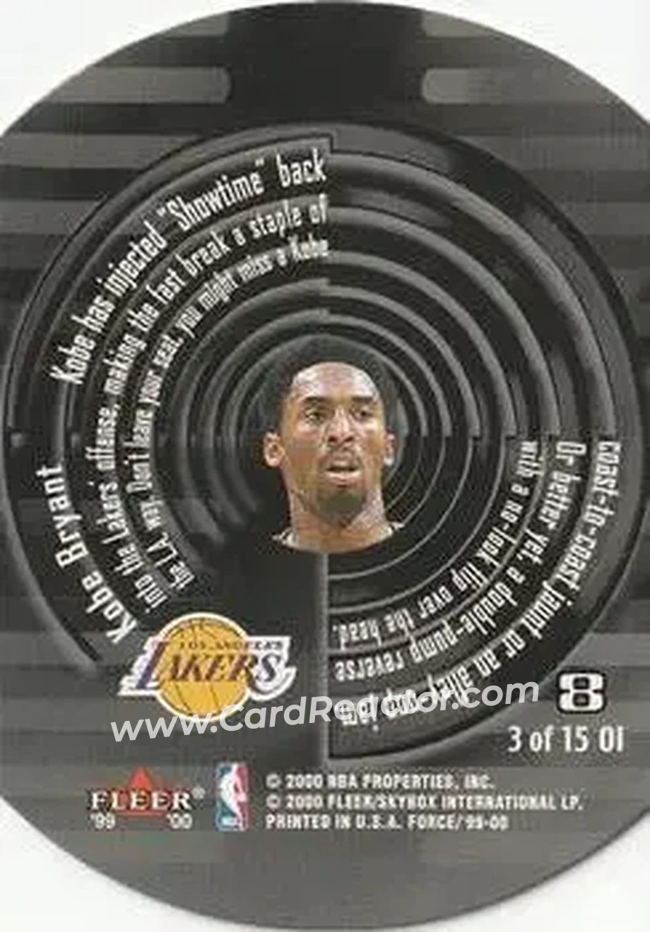 Back of Kobe Bryant