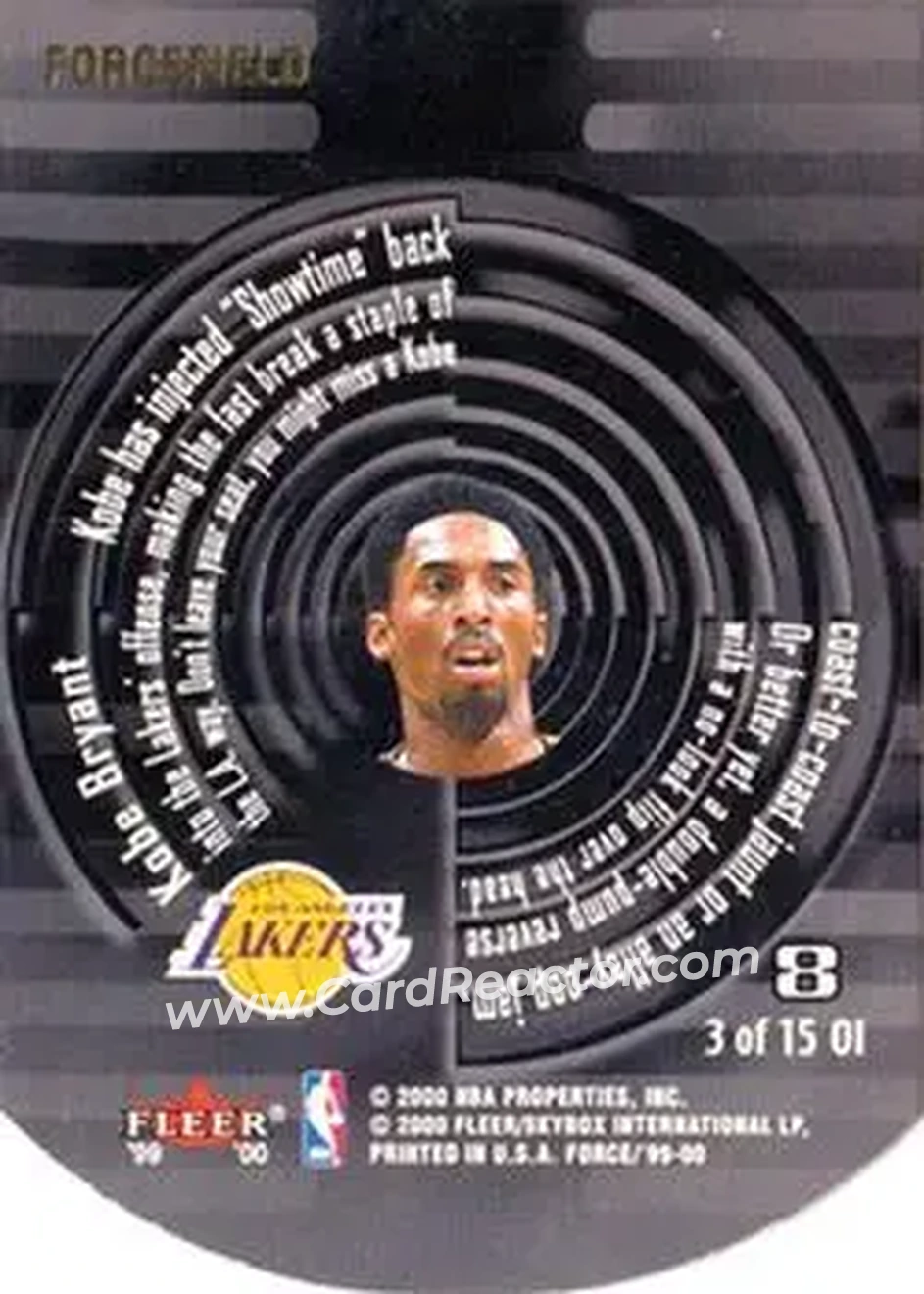 Back of Kobe Bryant