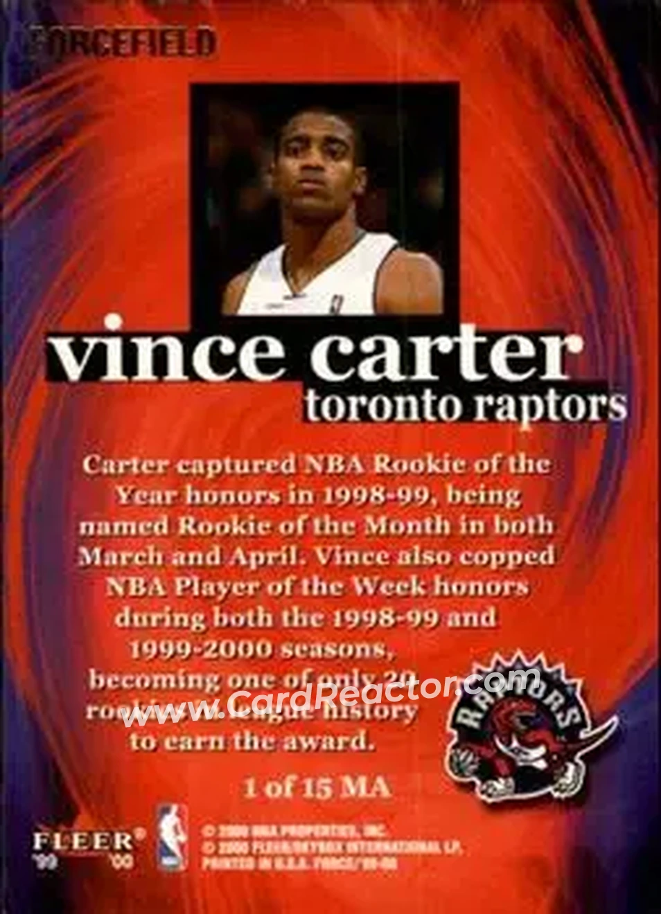 Back of Vince Carter
