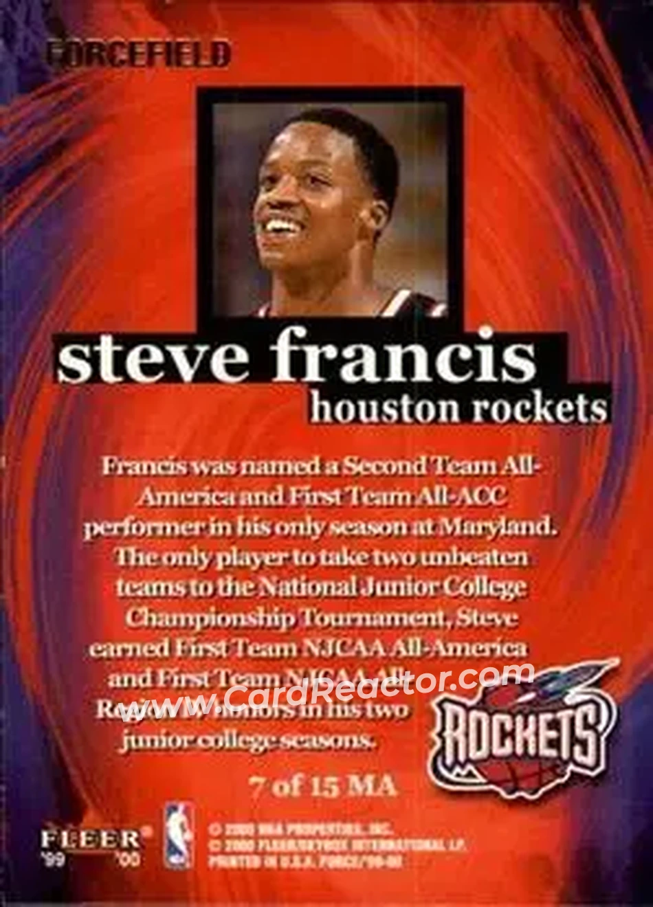 Back of Steve Francis