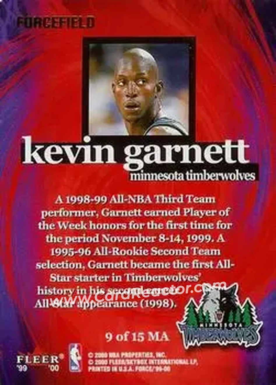 Back of Kevin Garnett