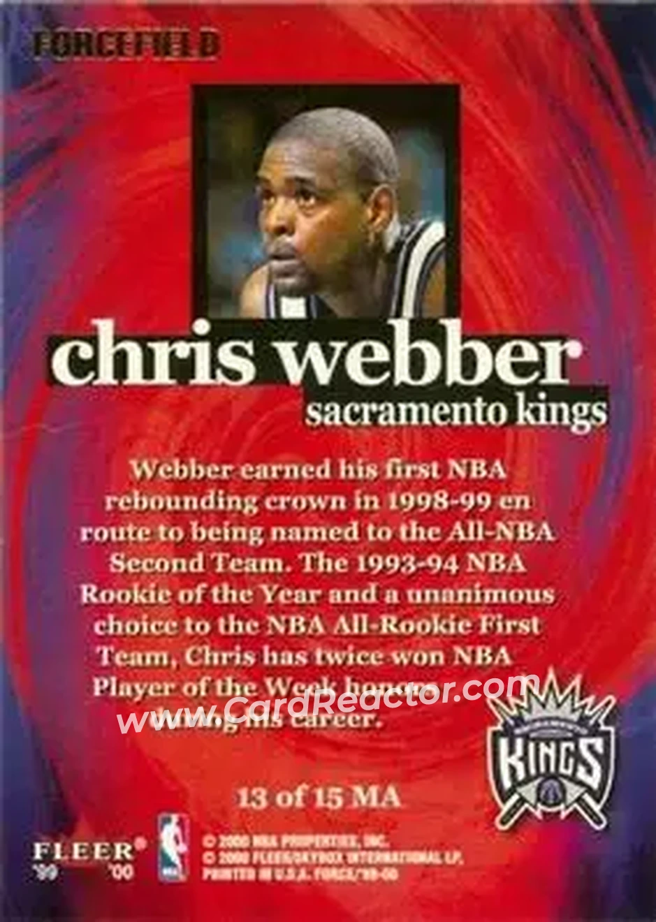 Back of Chris Webber