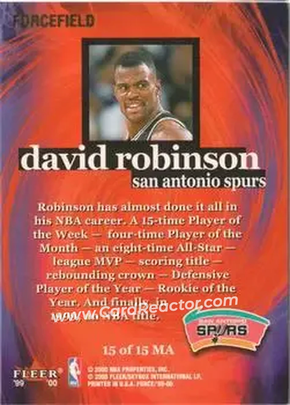 Back of David Robinson