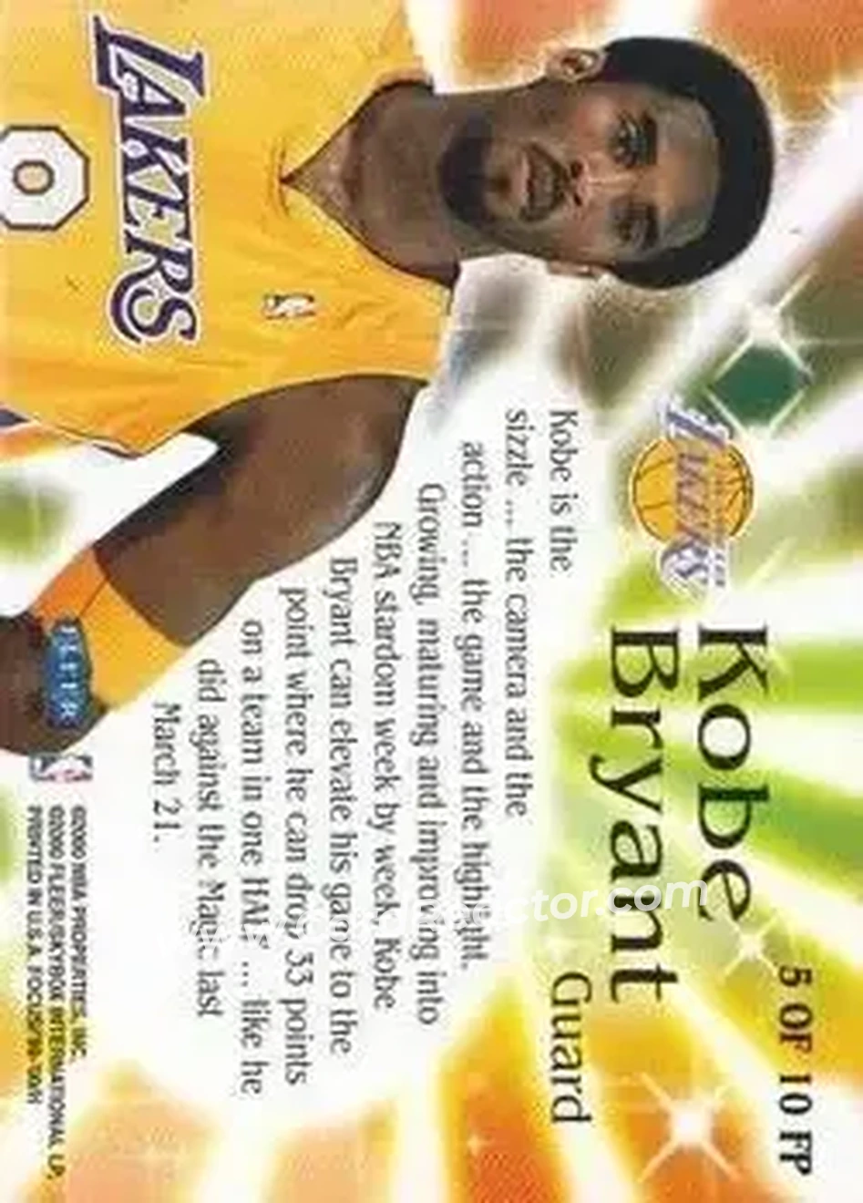 Back of Kobe Bryant