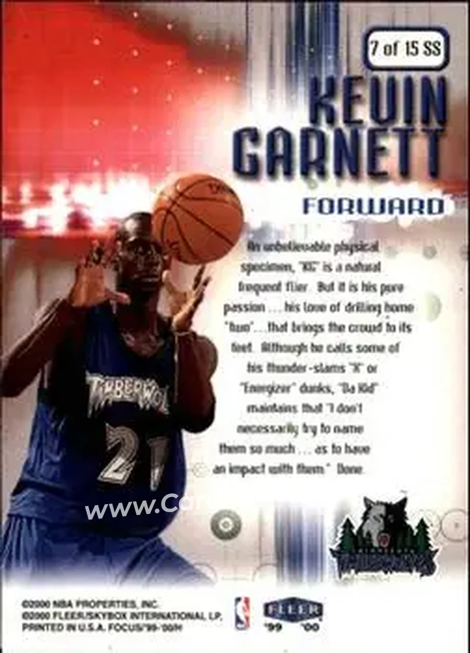 Back of Kevin Garnett