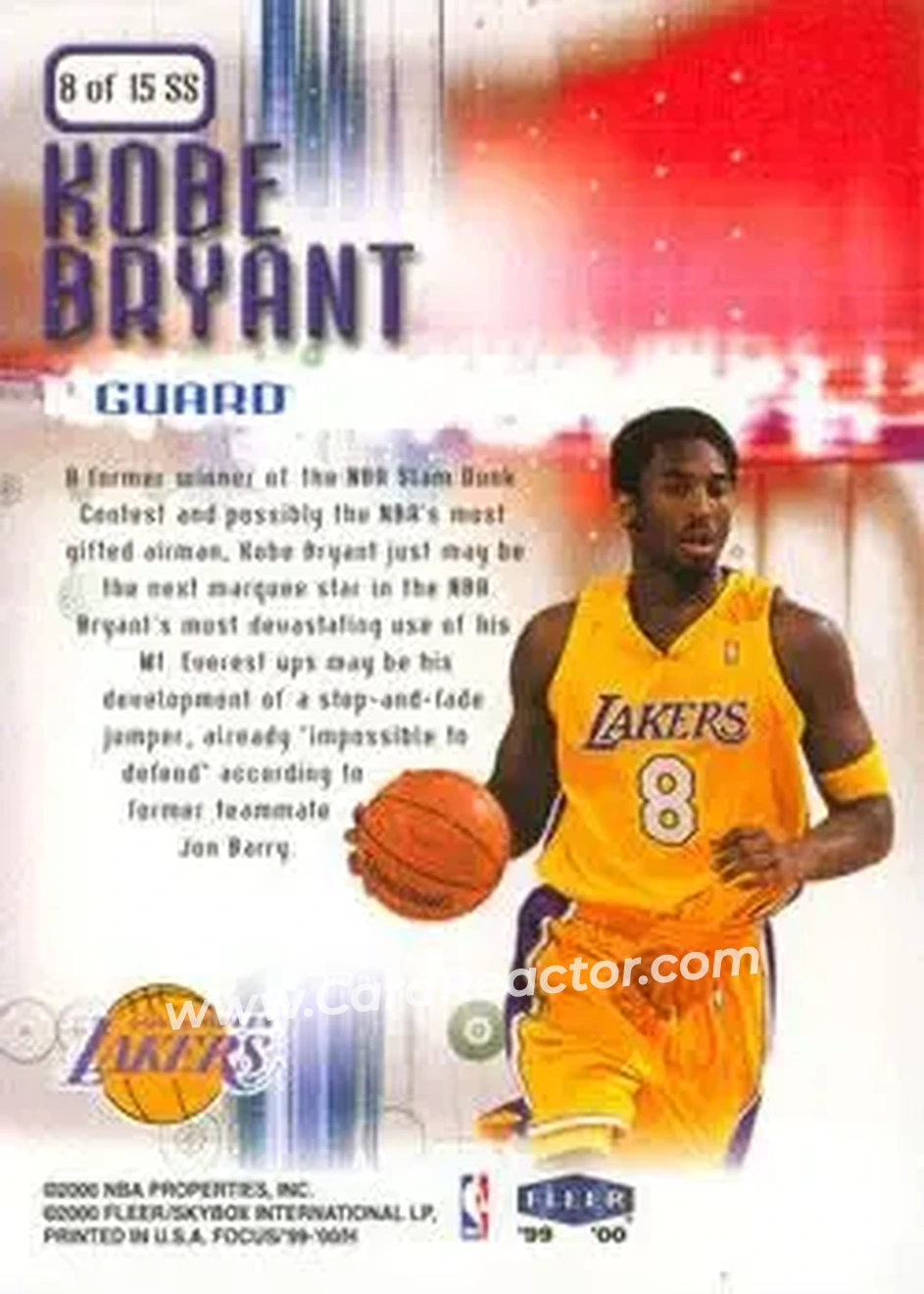 Back of Kobe Bryant