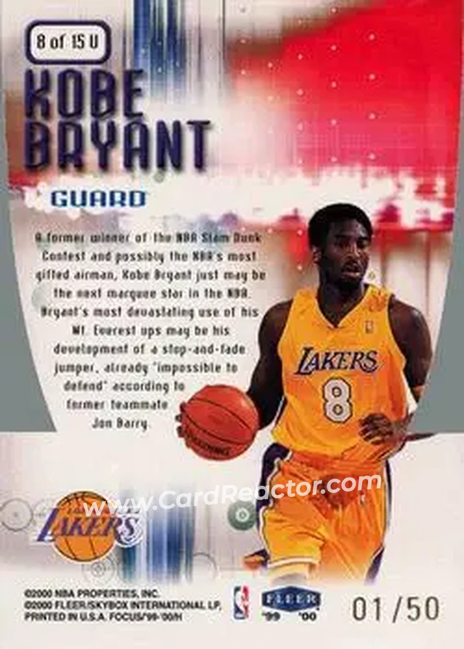 Back of Kobe Bryant