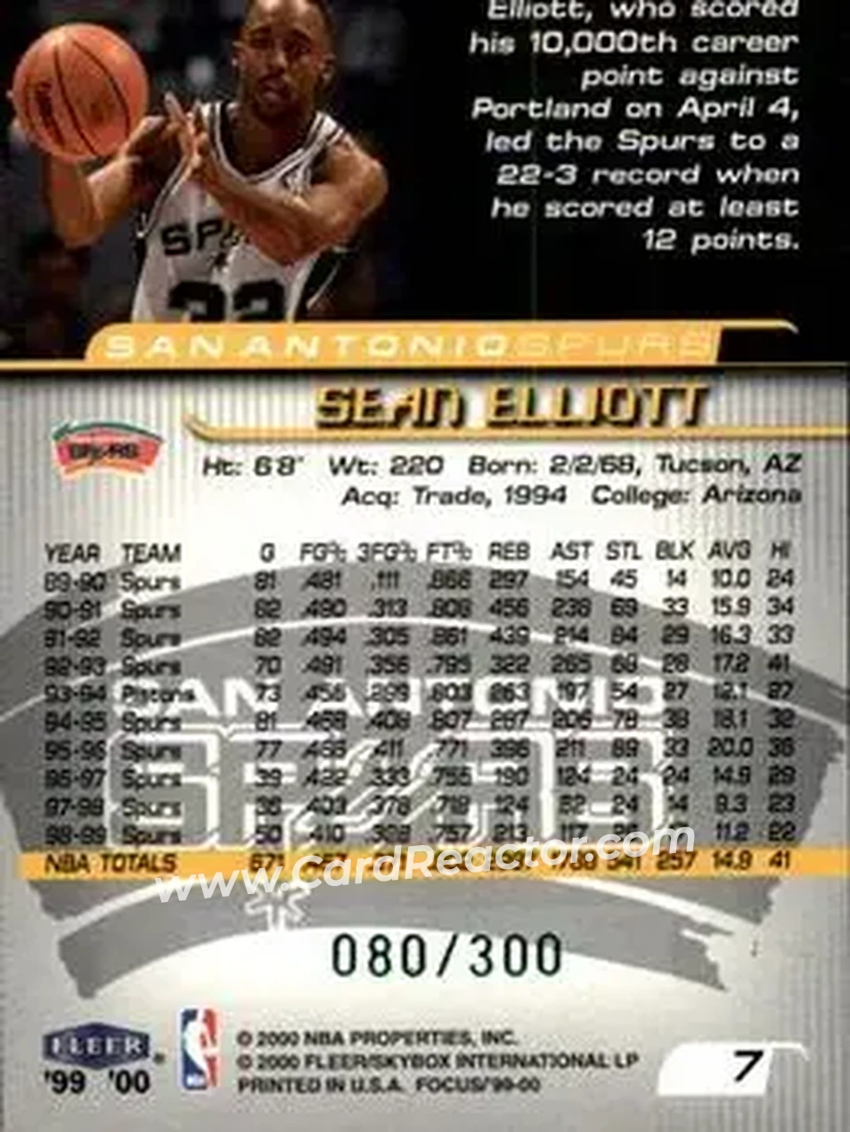 Back of Sean Elliott