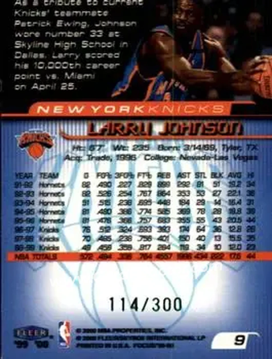 Back of Larry Johnson
