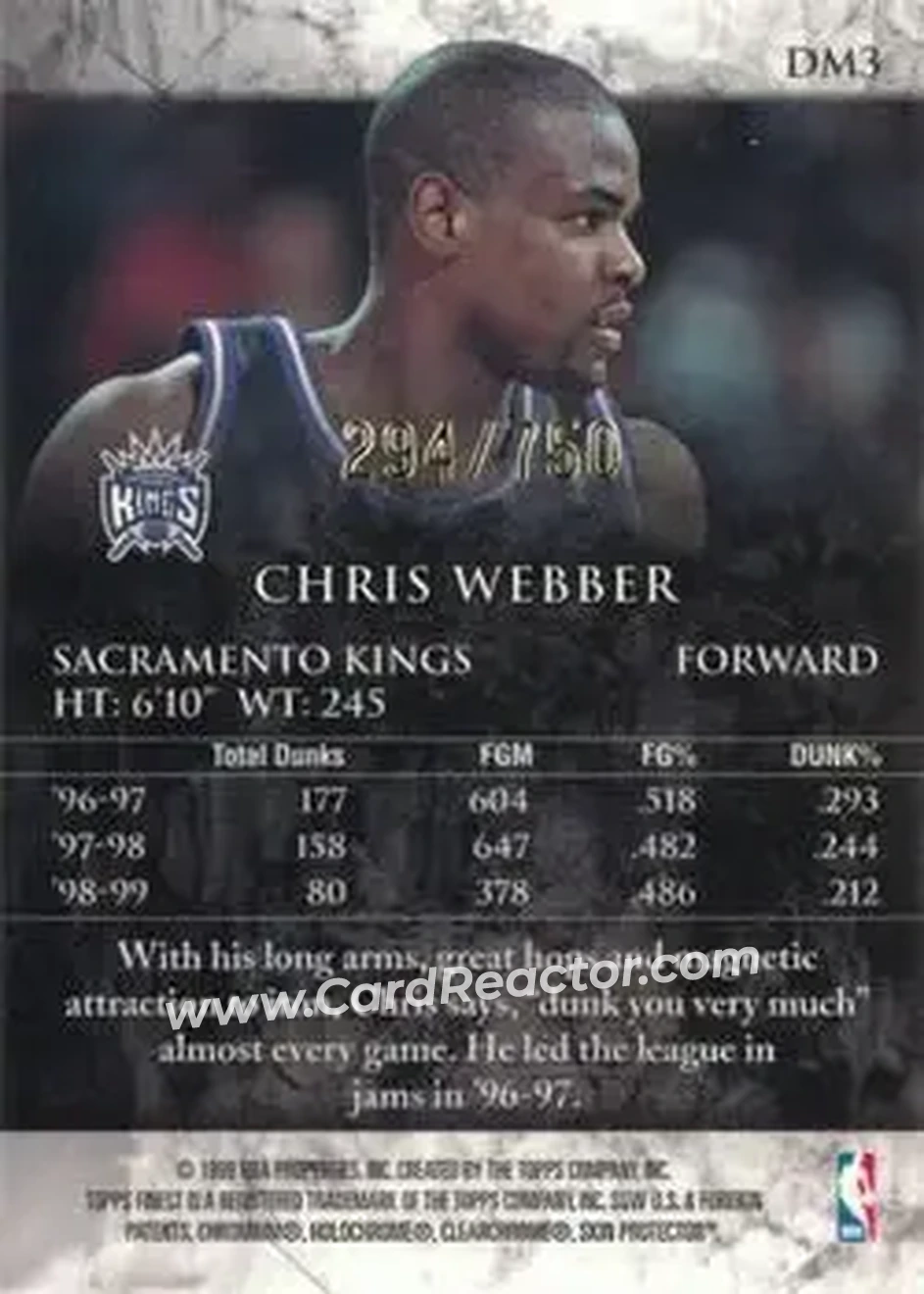 Back of Chris Webber
