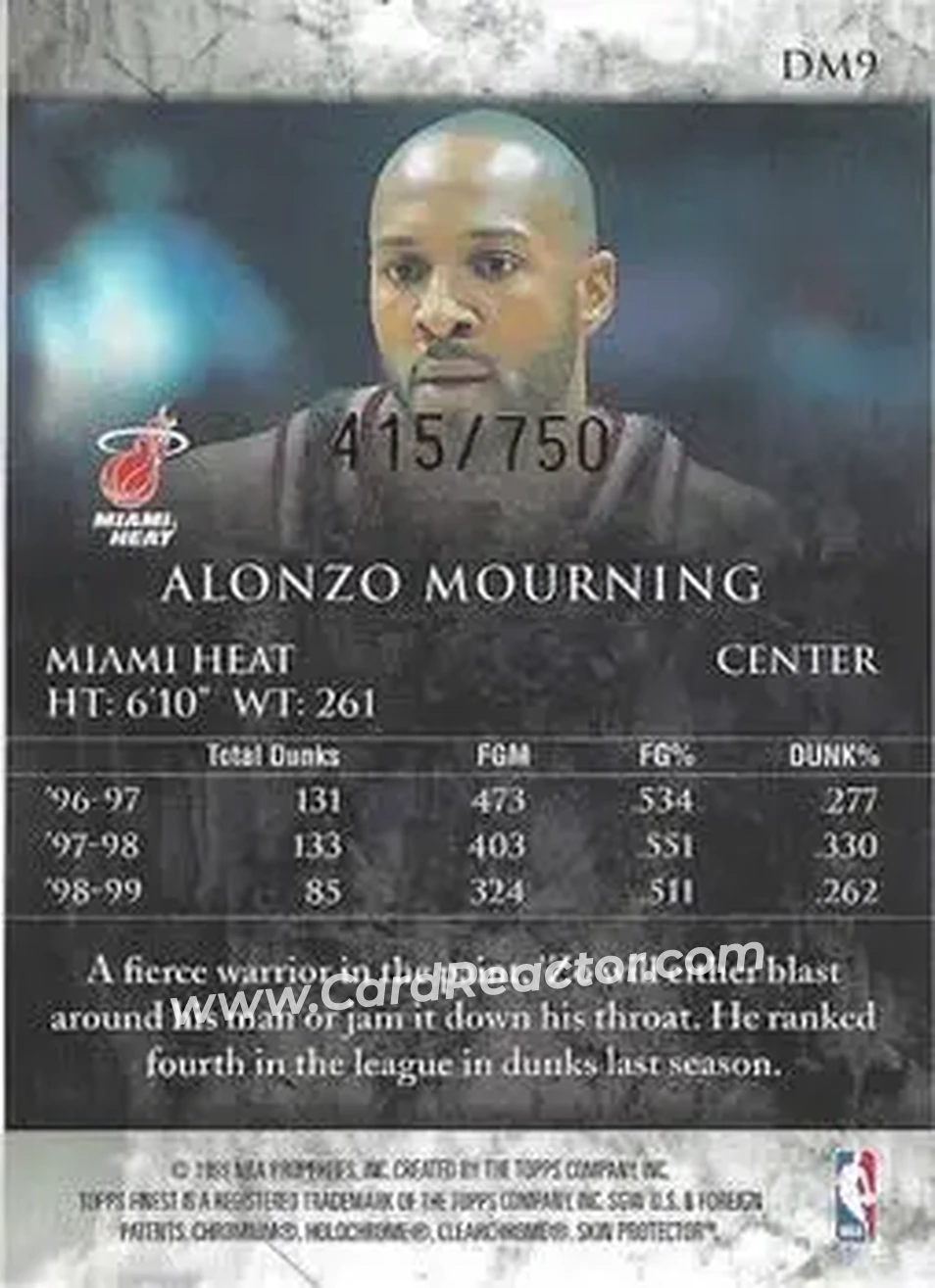 Back of Alonzo Mourning