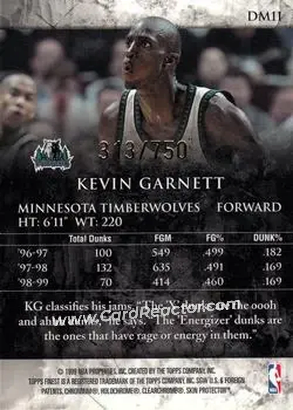 Back of Kevin Garnett
