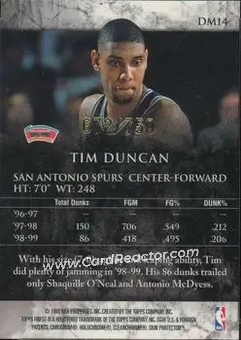 Back of Tim Duncan