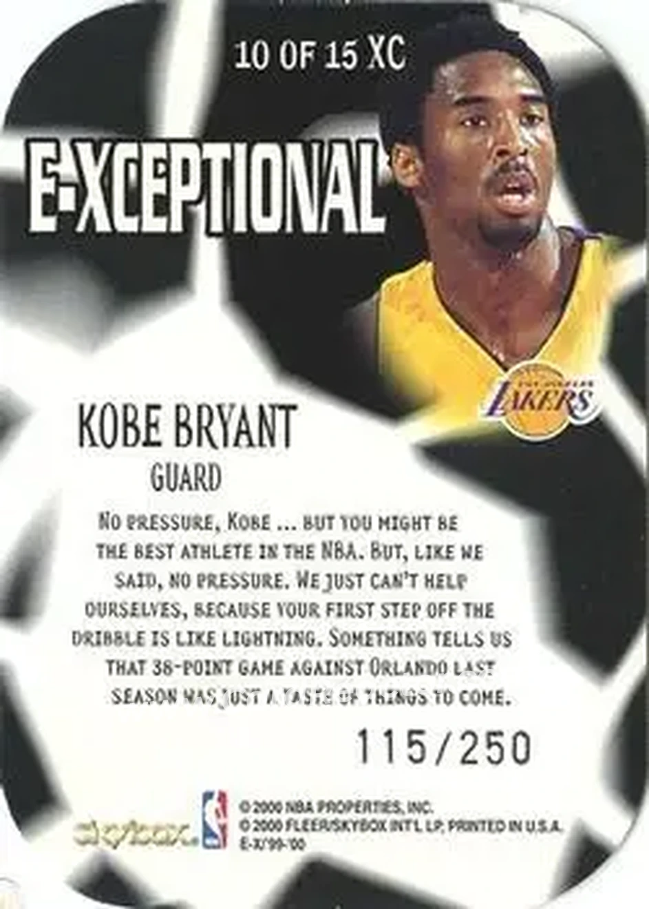 Back of Kobe Bryant