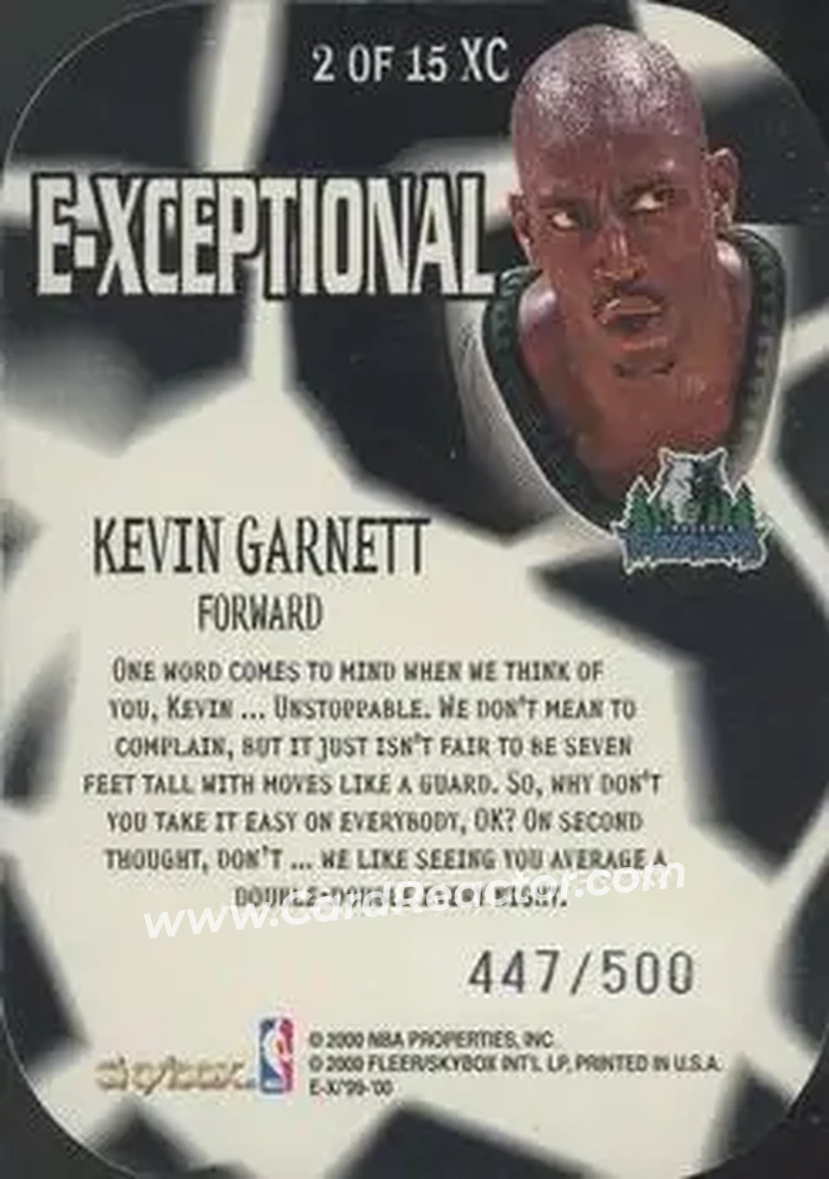 Back of Kevin Garnett