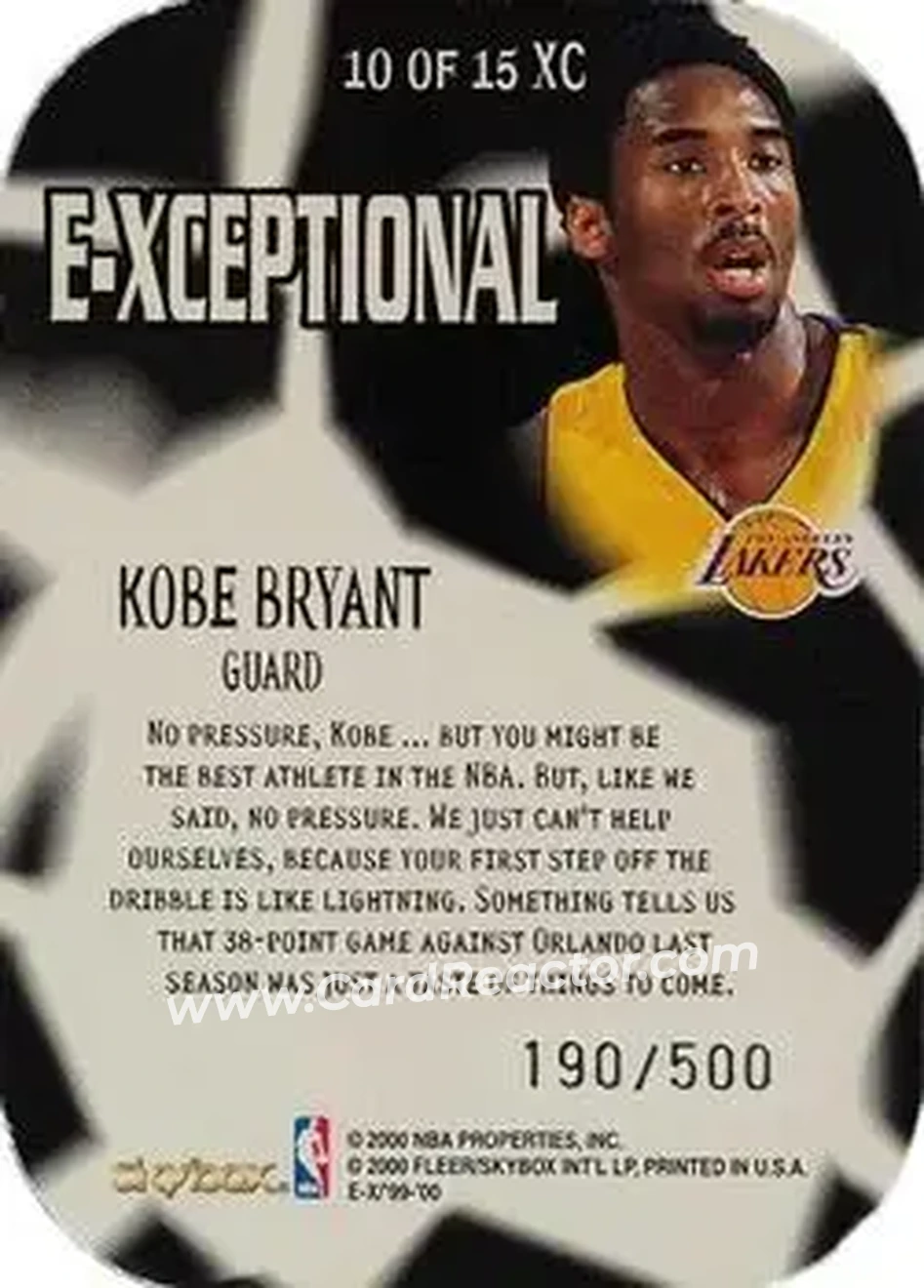 Back of Kobe Bryant