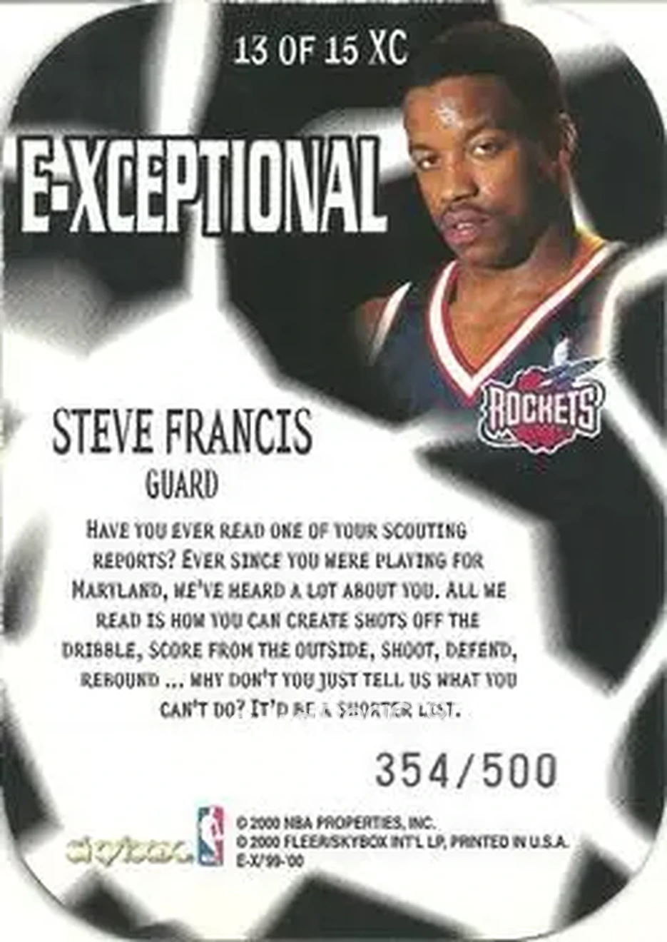 Back of Steve Francis