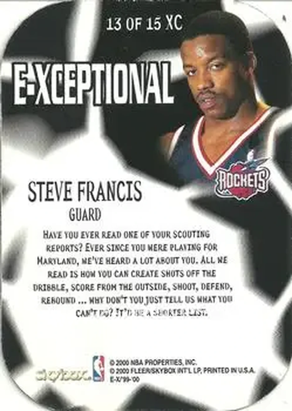 Back of Steve Francis