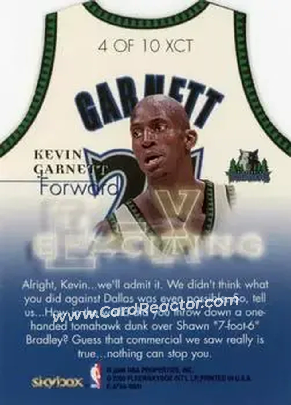Back of Kevin Garnett