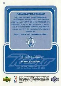 1999-00 Upper Deck Retro - Inkredible #BC - Bob Cousy - Boston Celtics - Back