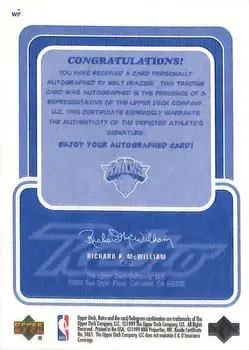 1999-00 Upper Deck Retro - Inkredible #WF - Walt Frazier - New York Knicks - Back