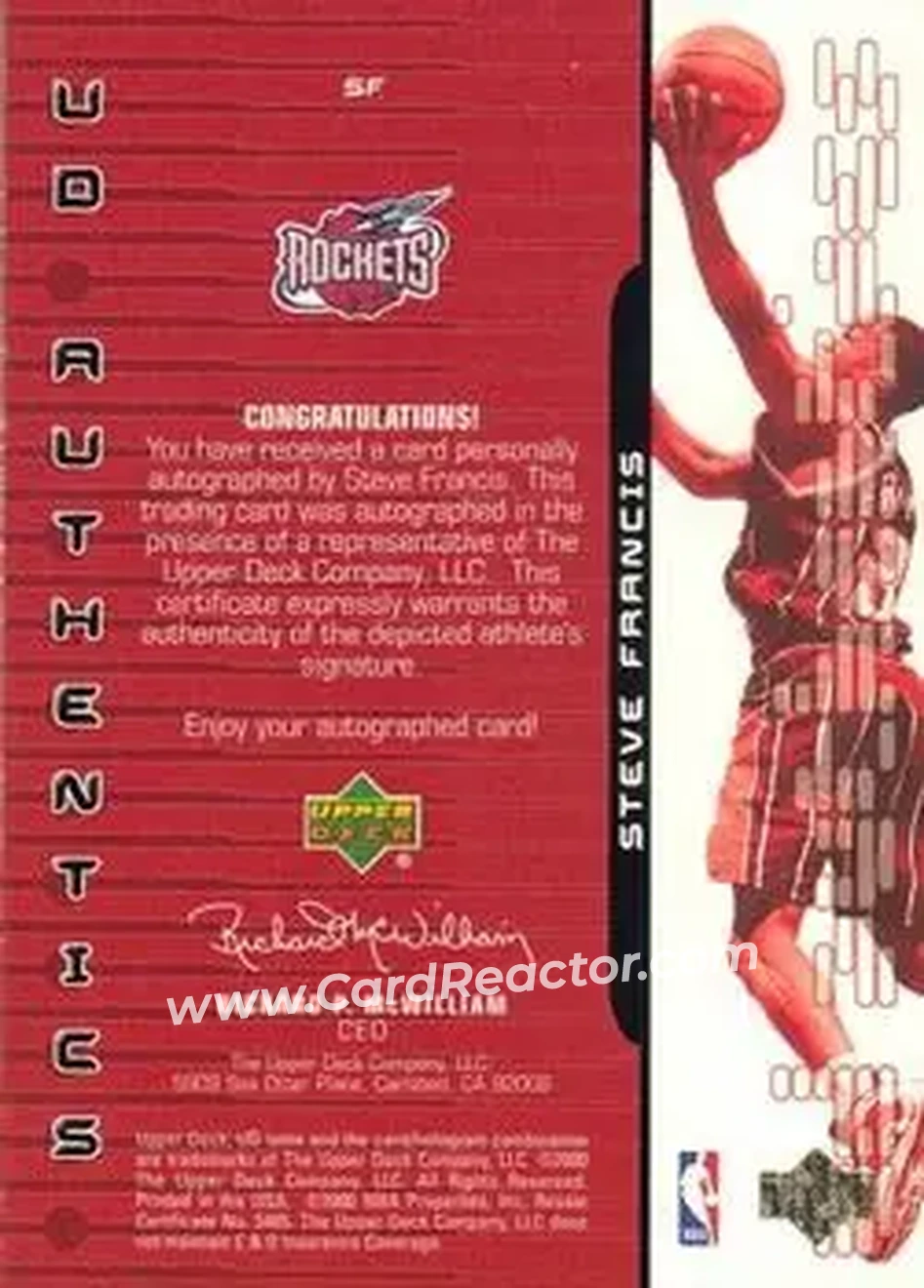 Back of Steve Francis