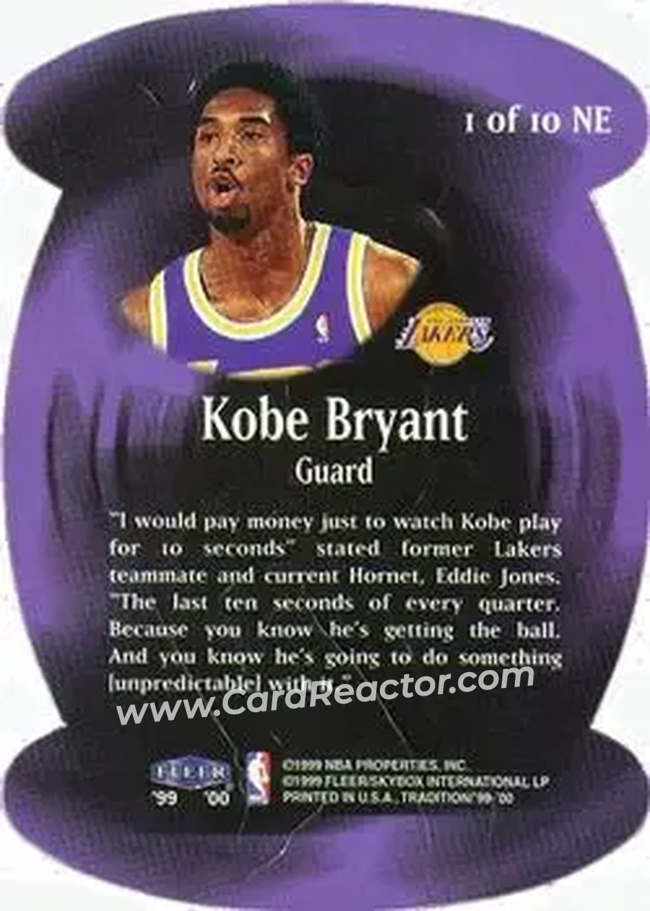 Back of Kobe Bryant