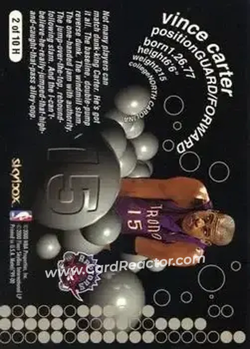 Back of Vince Carter
