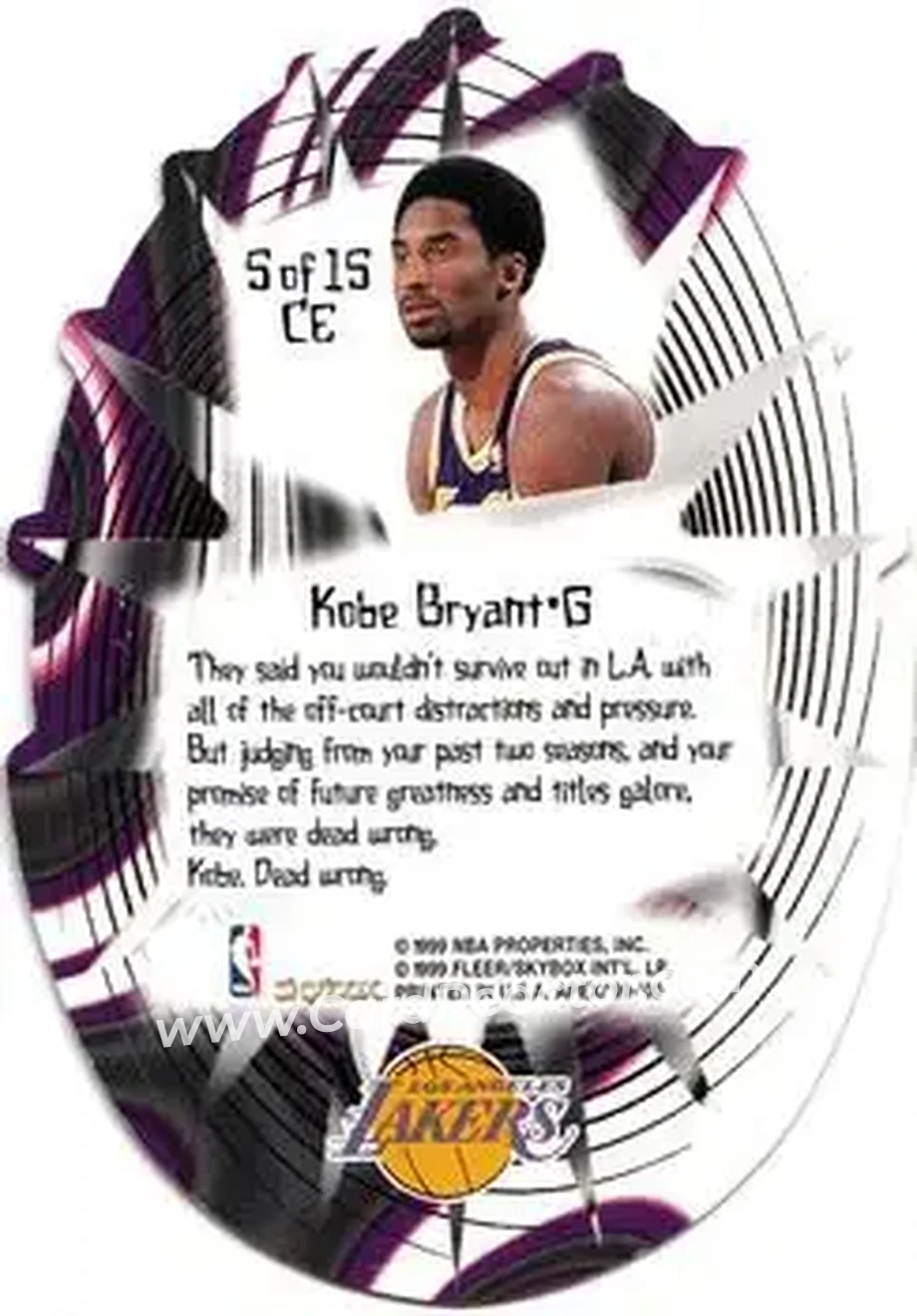 Back of Kobe Bryant