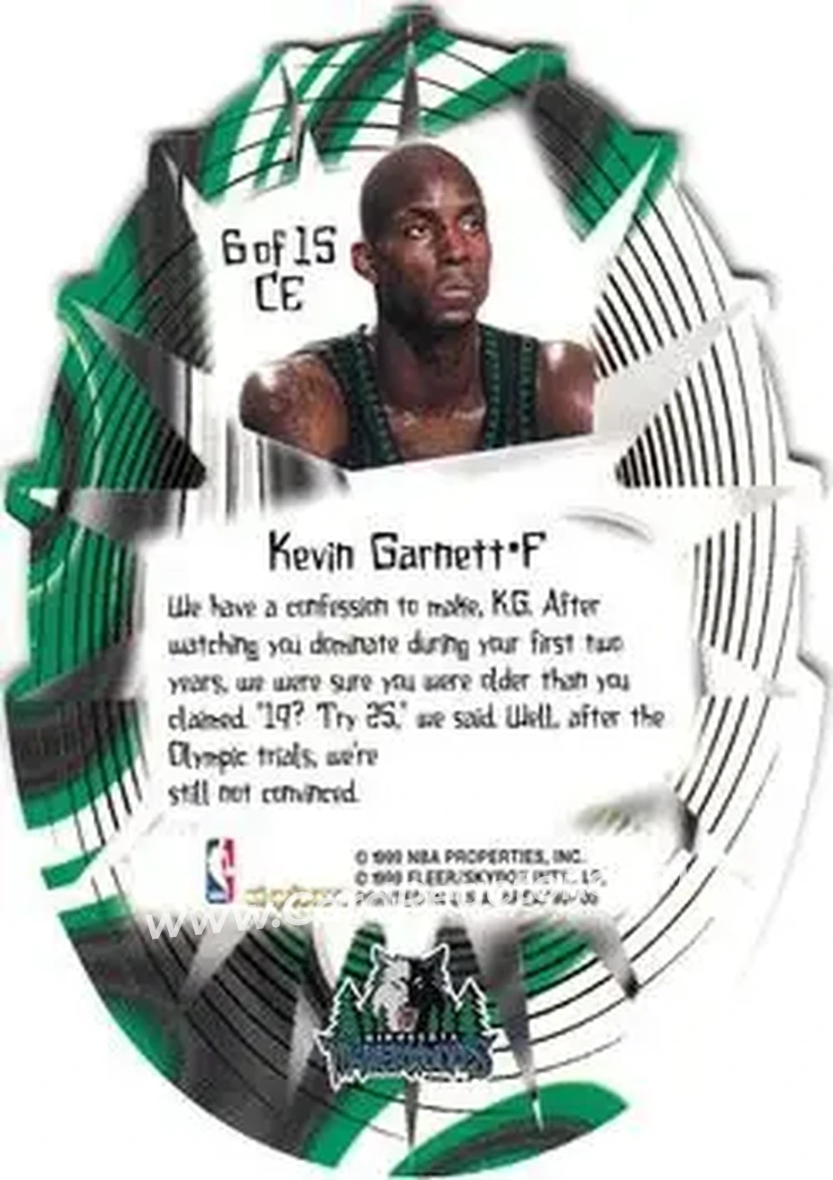 Back of Kevin Garnett