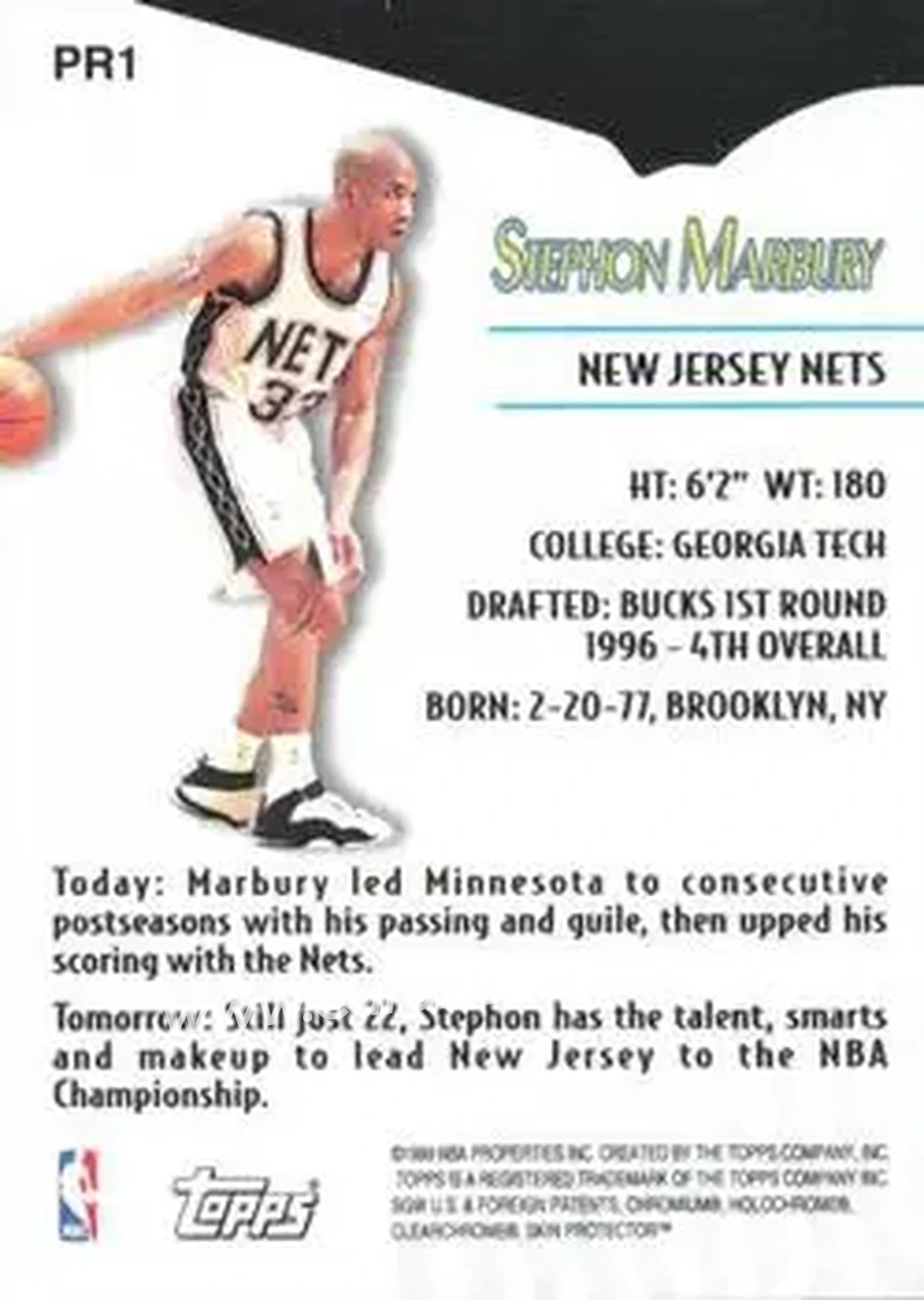 Back of Stephon Marbury