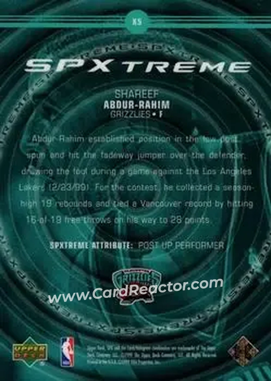 Back of Shareef Abdur-Rahim