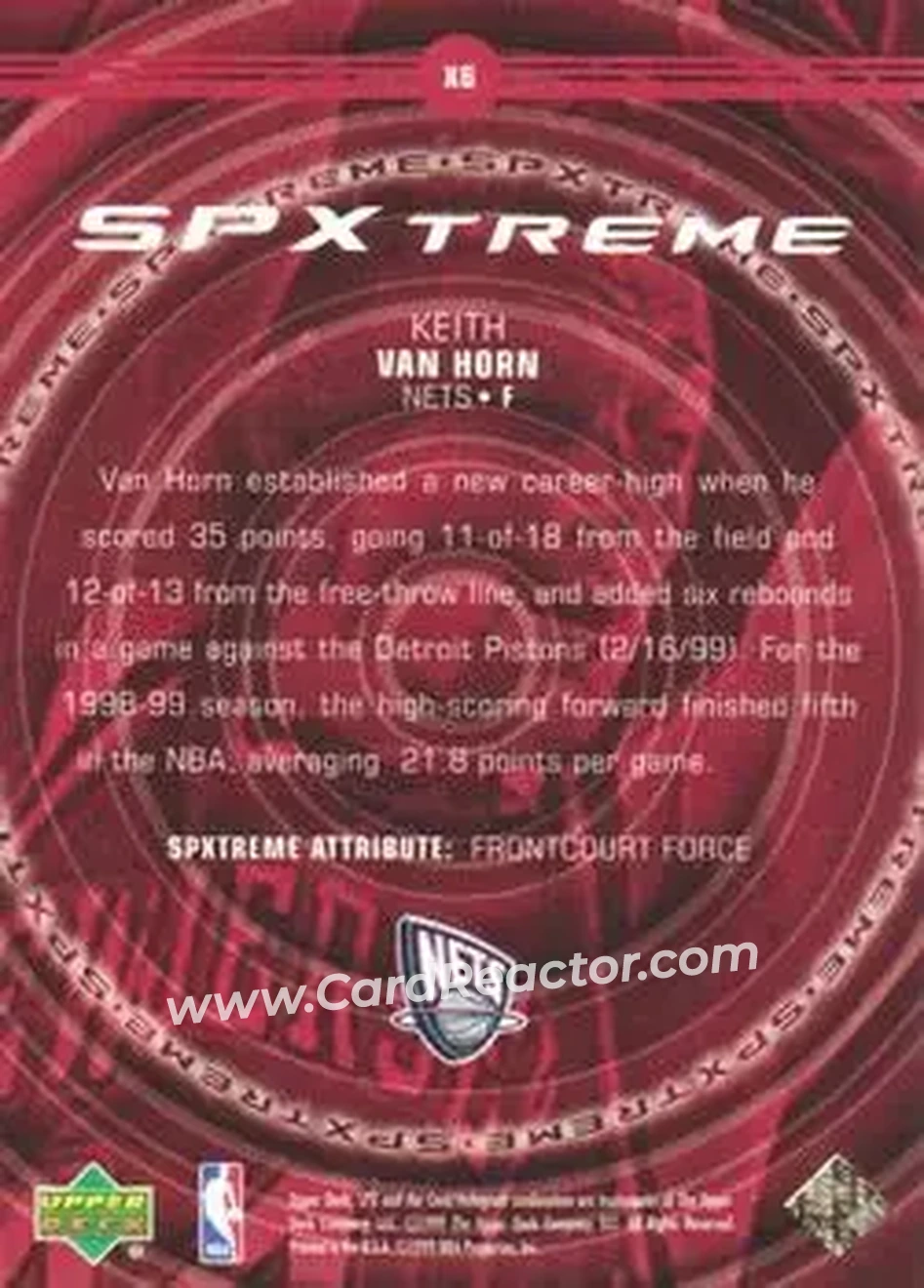Back of Keith Van Horn