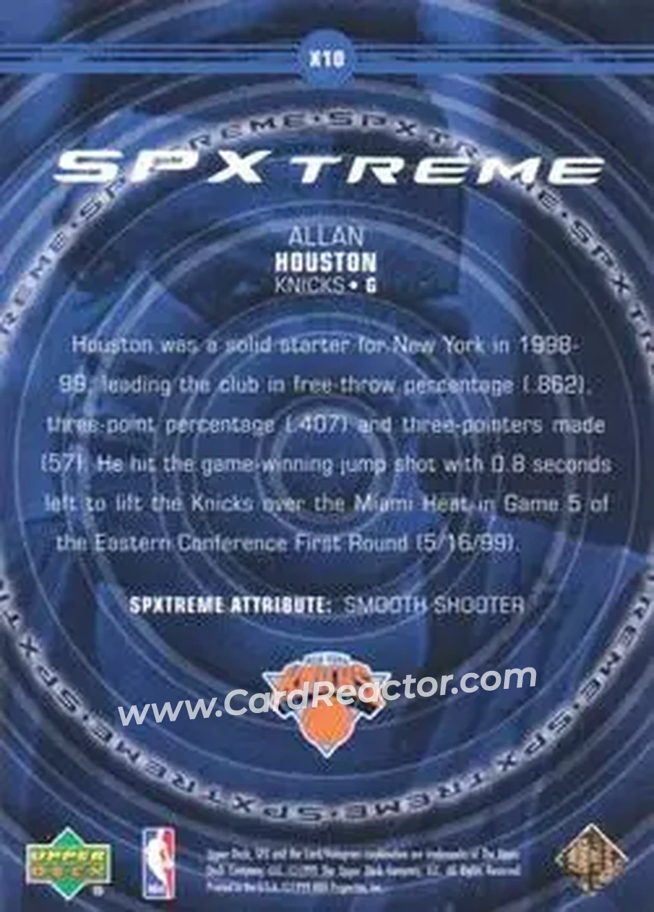 1999-00 SPx - SPxtreme #X10 - Allan Houston - New York Knicks