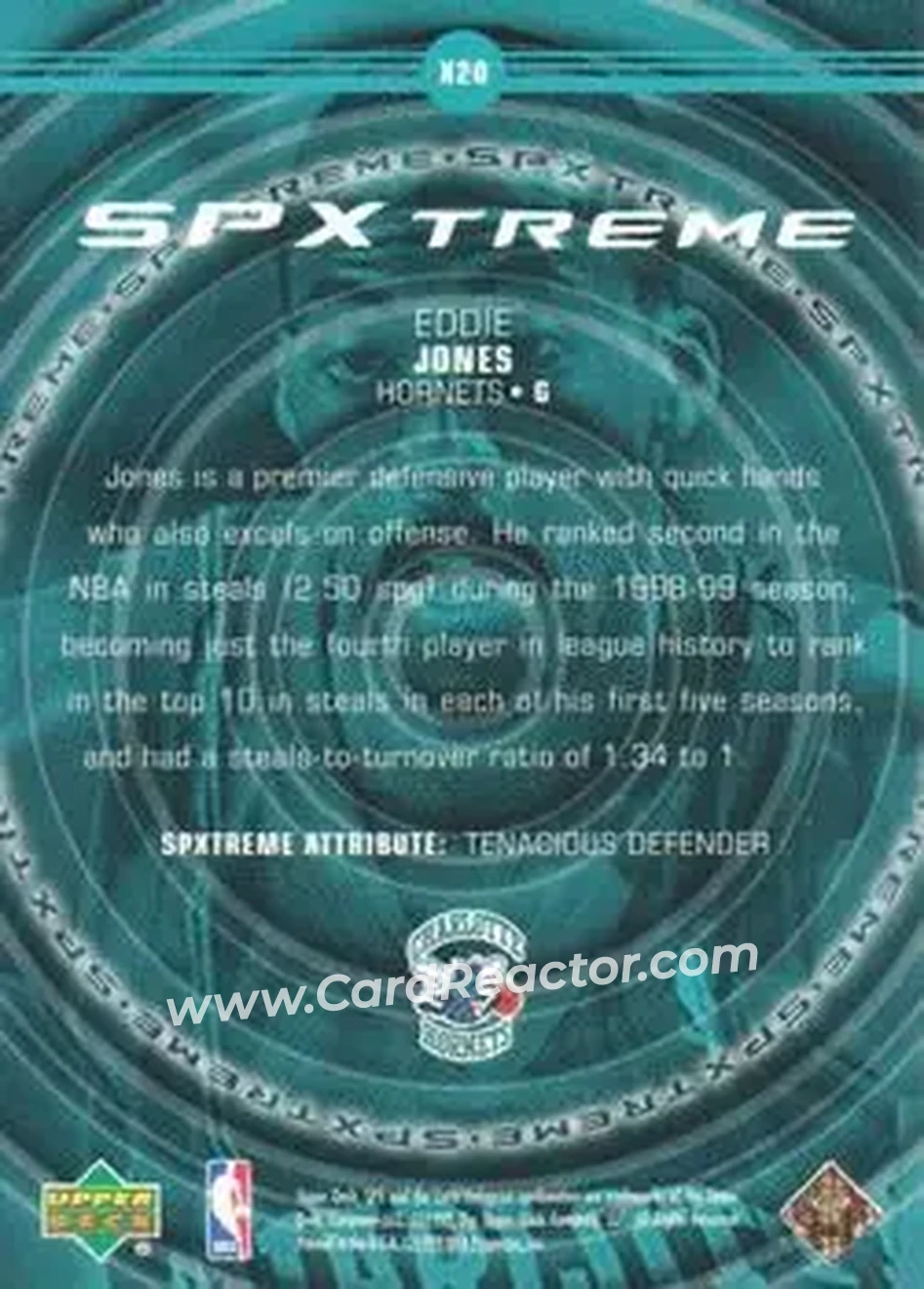 1999-00 SPx - SPxtreme #X20 - Eddie Jones - Charlotte Hornets