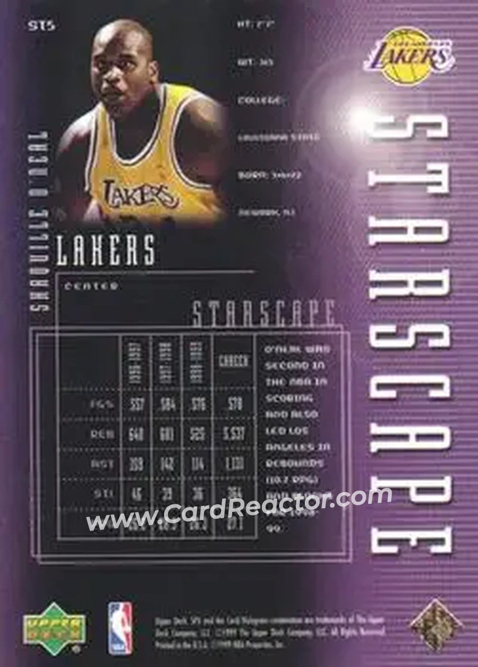 1999-00 SPx - Starscape #ST5 - Shaquille O'Neal - Los Angeles Lakers