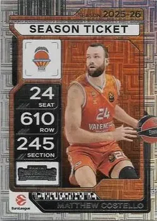 2025-26 Panini Contenders EuroLeague #8 Matthew Costello