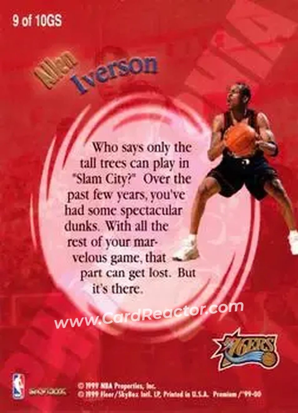 1999-00 SkyBox Premium - Good Stuff #9GS - Allen Iverson - Philadelphia 76ers