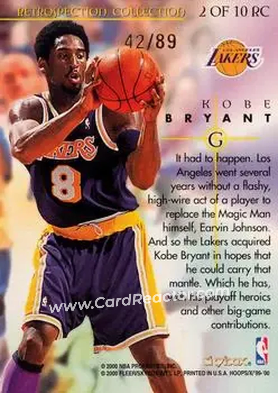 Back of Kobe Bryant